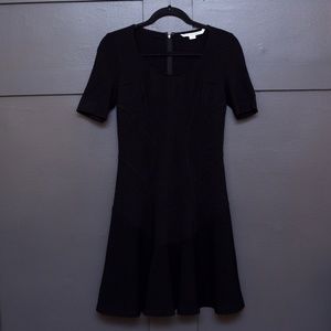 Diane Von Furstenberg DVF Black Fitted Dress Sz 4